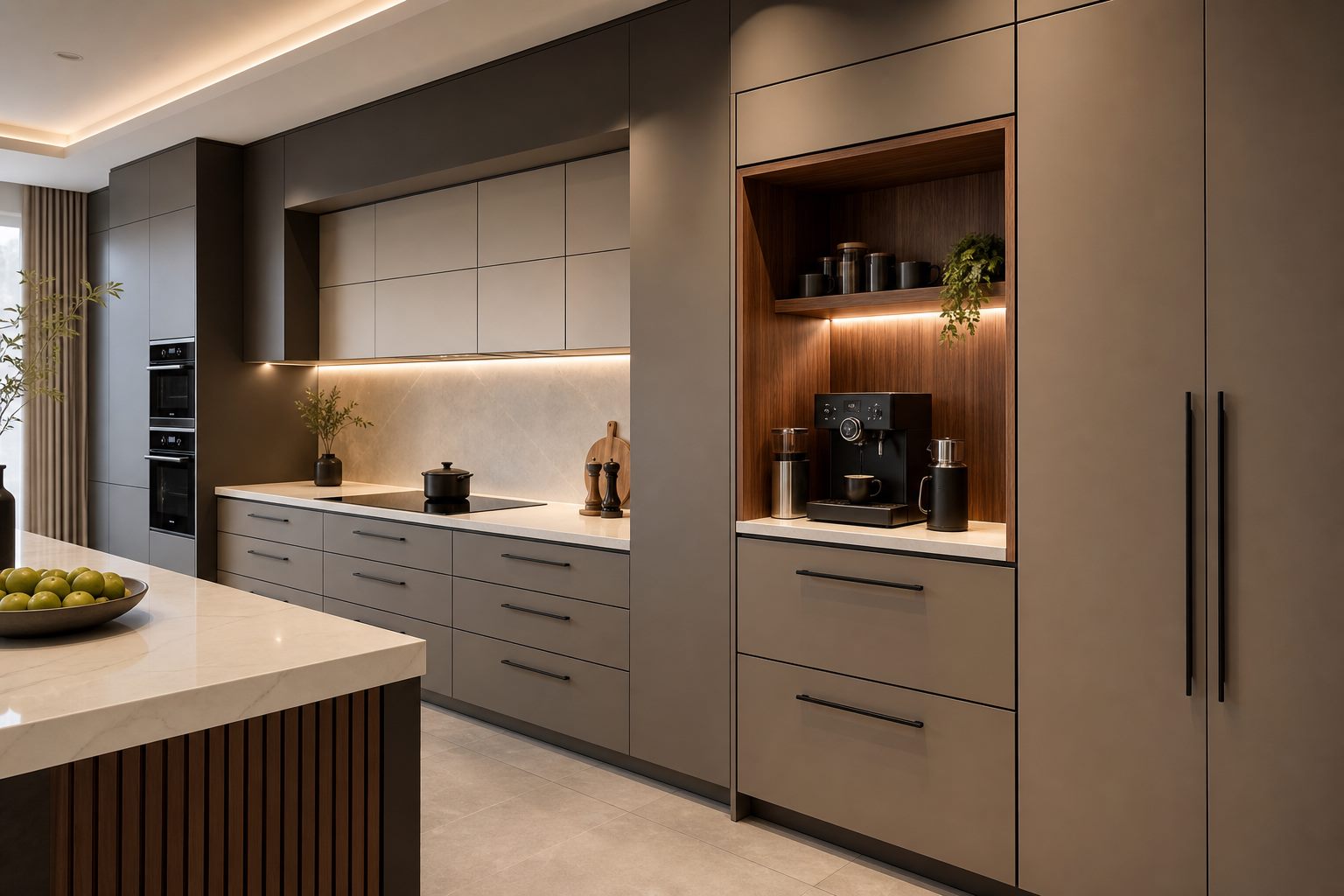 Kitchen with coffee niche layout