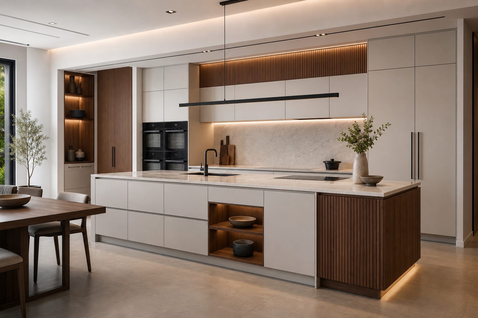 Kitchen with natural wood finish