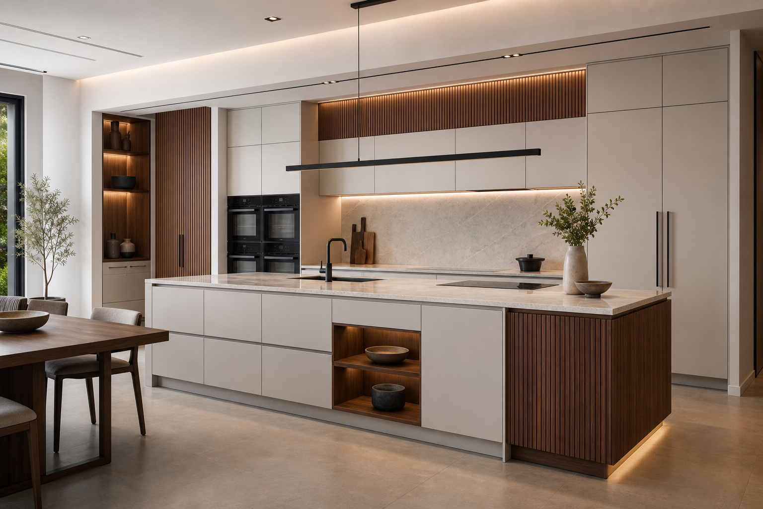 Kitchen with natural wood finish