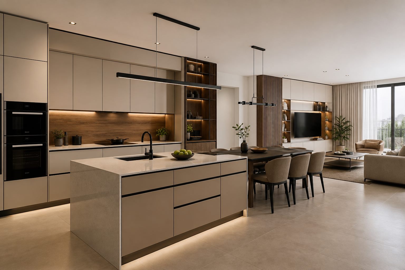 Open-plan kitchen and living concept