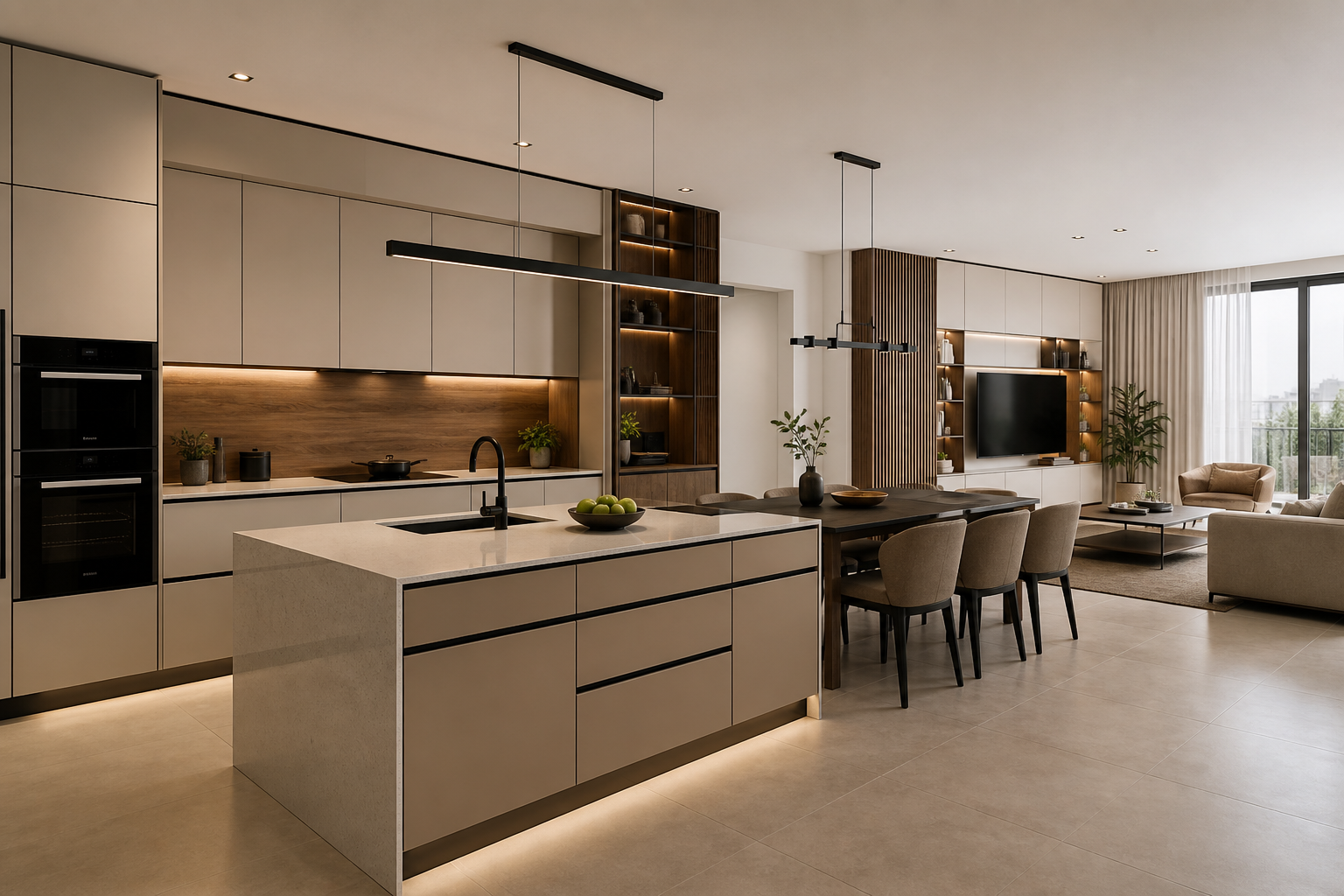 Open-plan kitchen and living concept