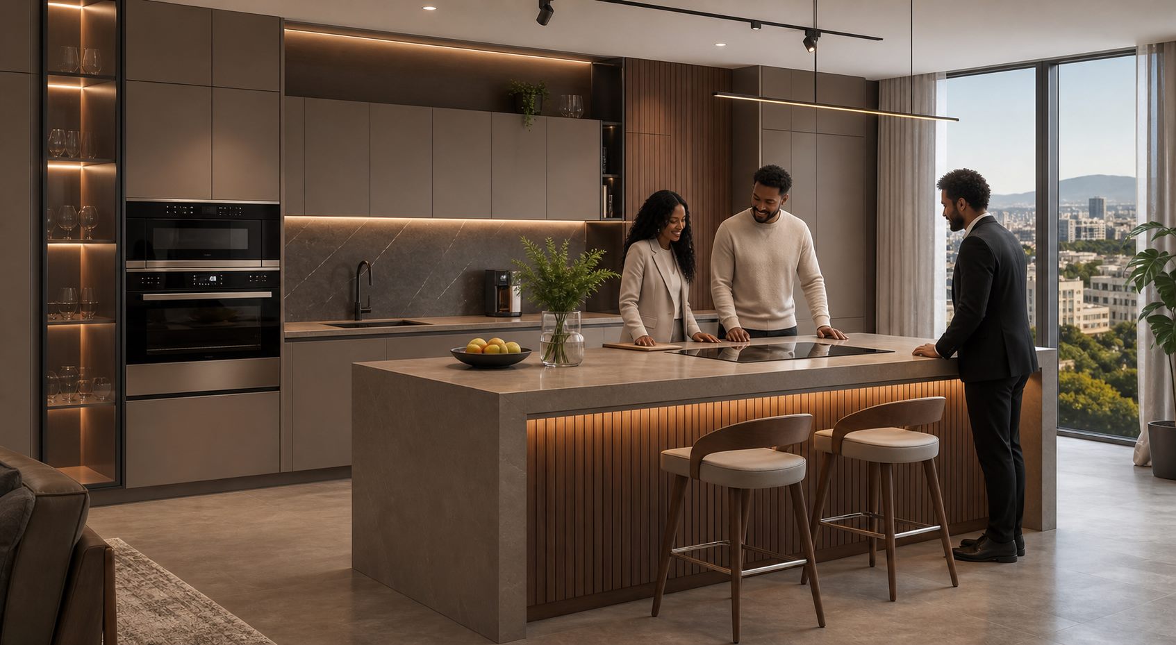 Modern kitchen worktop and island